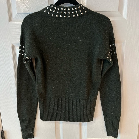 Autumn Cashmere Dark Green Mock Neck Sweater with Stud Details XS NWOT - Picture 5 of 5